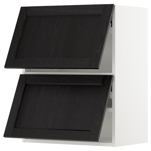 SEKTION Gabinete pared horizontal+2 puertas, blanco/Lerhyttan teñido en negro, 24x15x30 "