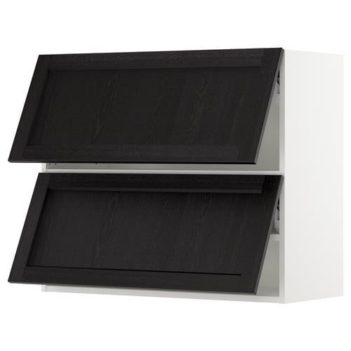 SEKTION Gabinete pared horizontal+2 puertas, blanco/Lerhyttan teñido en negro, 36x15x30 "