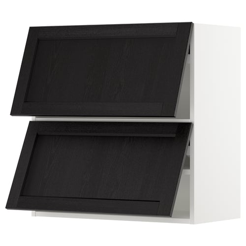 SEKTION Gabinete pared horizontal+2 puertas, blanco/Lerhyttan teñido en negro, 30x15x30 "