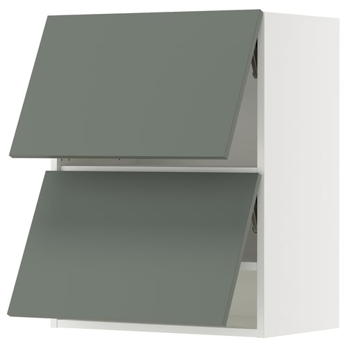 SEKTION Gabinete pared horizontal+2 puertas, blanco/Nickebo verde grisáceo mate, 24x15x30 "