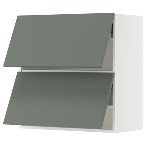 SEKTION Gabinete pared horizontal+2 puertas, blanco/Nickebo verde grisáceo mate, 30x15x30 "