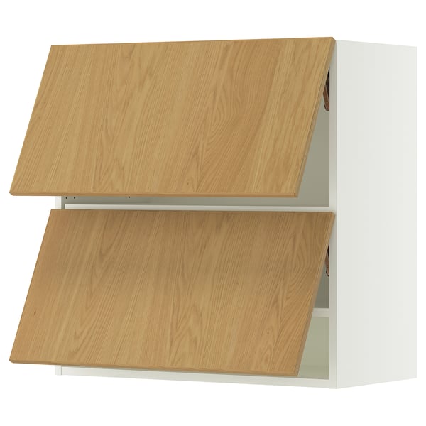 SEKTION Gabinete pared horizontal+2 puertas, blanco/Sinarp chapa de roble, 30x15x30 "