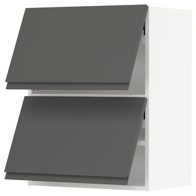 SEKTION Gabinete pared horizontal+2 puertas, blanco/Voxtorp gris oscuro, 24x15x30 "