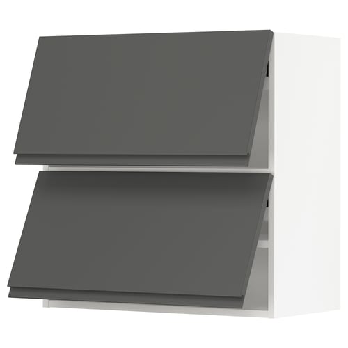 SEKTION Gabinete pared horizontal+2 puertas, blanco/Voxtorp gris oscuro, 30x15x30 "