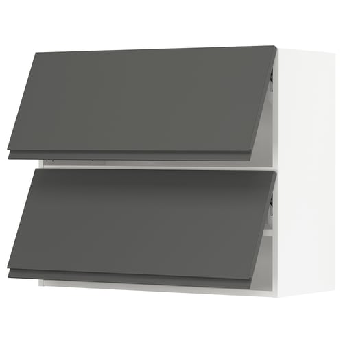 SEKTION Gabinete pared horizontal+2 puertas, blanco/Voxtorp gris oscuro, 36x15x30 "