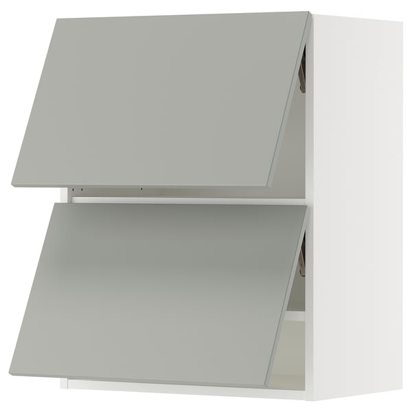 SEKTION Gabinete pared hrz 2 ptvd+aprt prs, blanco/Havstorp gris claro, 24x15x30 "