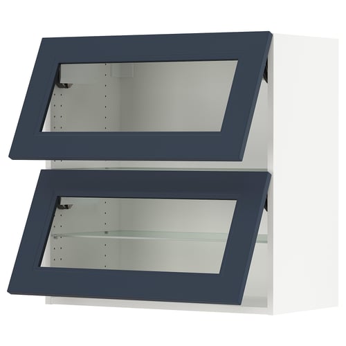 SEKTION Gabinete pared hrz+2 puertas vidrio, blanco Axstad/mate azul, 30x15x30 "