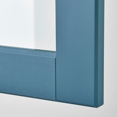 SEKTION Gabinete pared hrz+2 puertas vidrio, blanco/Lerhyttan azul, 30x15x30 "