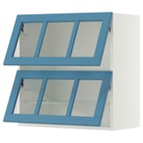 SEKTION Gabinete pared hrz+2 puertas vidrio, blanco/Lerhyttan azul, 30x15x30 "