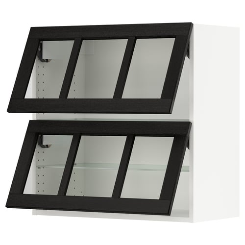 SEKTION Gabinete pared hrz+2 puertas vidrio, blanco/Lerhyttan teñido en negro, 30x15x30 "