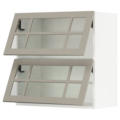 SEKTION Gabinete pared hrz+2 puertas vidrio, blanco/Stensund beige, 30x15x30 "
