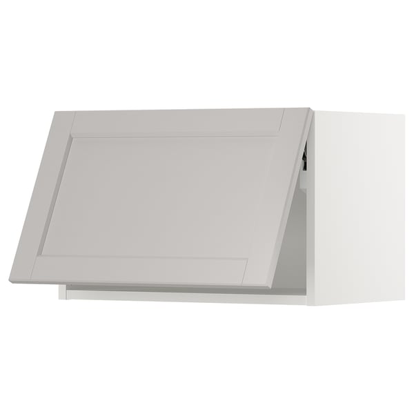 SEKTION Gabinete pared hrz+apertura presión, blanco/Lerhyttan gris claro, 24x15x15 "