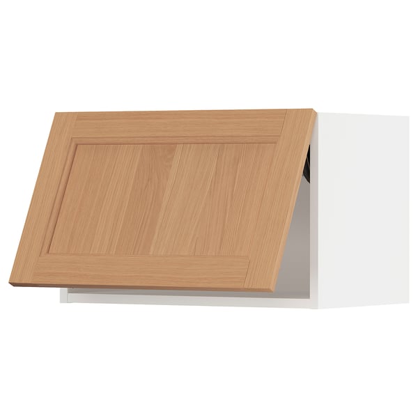 SEKTION Gabinete pared hrz+apertura presión, blanco/Vedhamn roble, 24x15x15 "