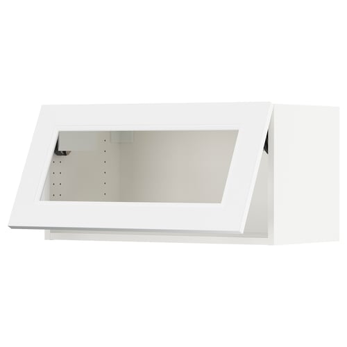 SEKTION Gabinete pared hrz+puerta vidrio, blanco/Axstad blanco mate, 30x15x15 "