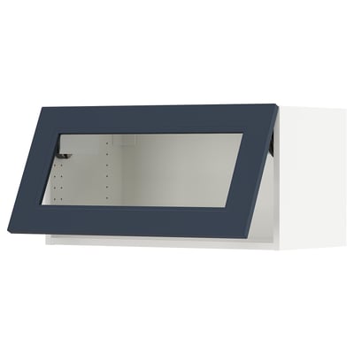 SEKTION Gabinete pared hrz+puerta vidrio, blanco Axstad/mate azul, 30x15x15 "