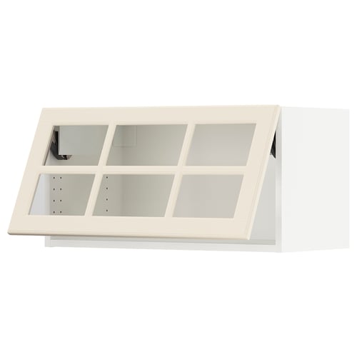 SEKTION Gabinete pared hrz+puerta vidrio, blanco/Bodbyn color hueso, 30x15x15 "