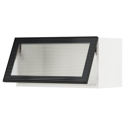 SEKTION Gabinete pared hrz+puerta vidrio, blanco/Hejsta vidrio acanalado antracita, 30x15x15 "