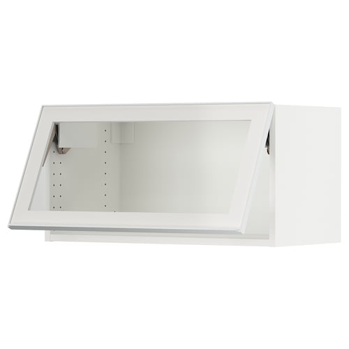 SEKTION Gabinete pared hrz+puerta vidrio, blanco/Hejsta vidrio transparente blanco, 30x15x15 "