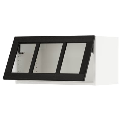 SEKTION Gabinete pared hrz+puerta vidrio, blanco/Lerhyttan teñido en negro, 30x15x15 "
