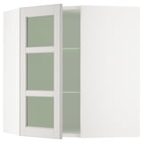 SEKTION Gabinete prd esquina+stn/cjn vidrio, blanco/Lerhyttan gris claro, 26x15x30 "