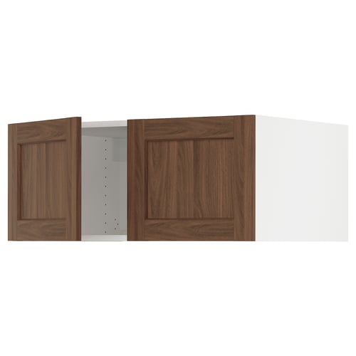 SEKTION Gabinete sup refrig/congelador+2pt, blanco Enköping/marrón efecto de nogal, 36x24x15 "