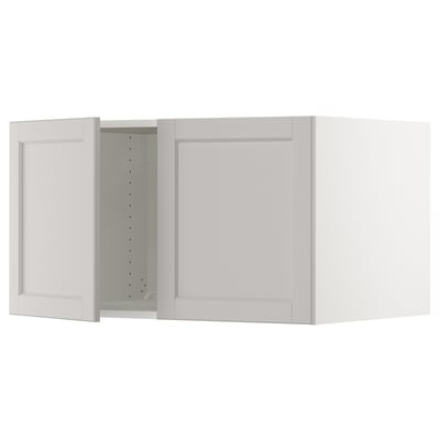 SEKTION Gabinete sup refrig/congelador+2pt, blanco/Lerhyttan gris claro, 36x24x20 "