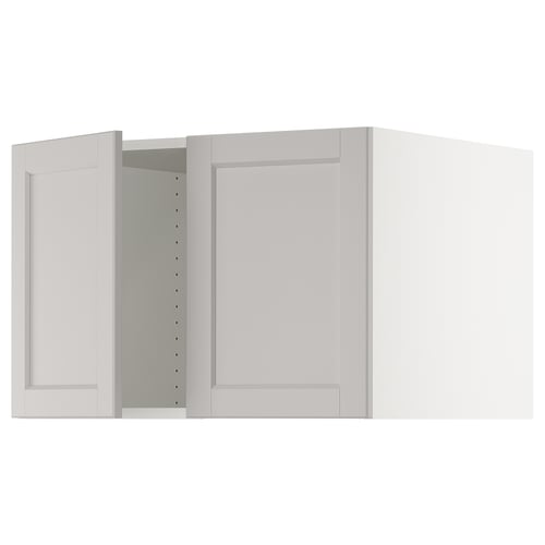 SEKTION Gabinete sup refrig/congelador+2pt, blanco/Lerhyttan gris claro, 30x24x20 "