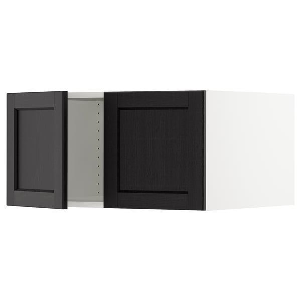 SEKTION Gabinete sup refrig/congelador+2pt, blanco/Lerhyttan teñido en negro, 30x24x15 "