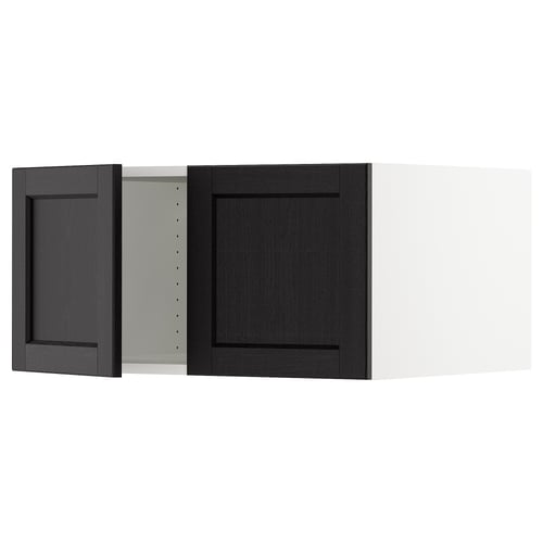 SEKTION Gabinete sup refrig/congelador+2pt, blanco/Lerhyttan teñido en negro, 30x24x15 "