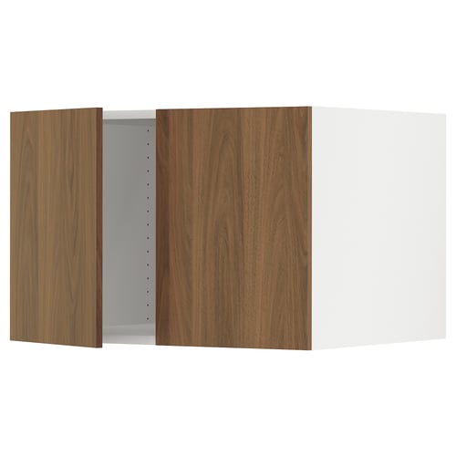 SEKTION Gabinete sup refrig/congelador+2pt, blanco/Tistorp efecto nogal marrón, 30x24x20 "
