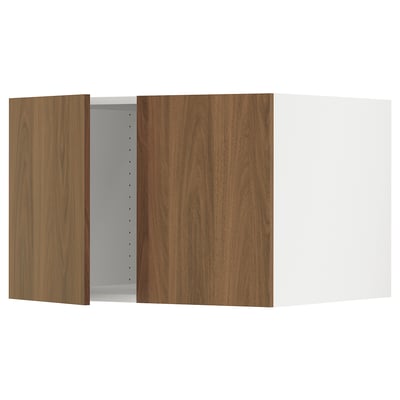 SEKTION Gabinete sup refrig/congelador+2pt, blanco/Tistorp efecto nogal marrón, 30x24x20 "