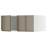 SEKTION Gabinete sup refrig/congelador+2pt, blanco/Voxtorp marrón grisáceo oscuro alto brillo, 36x24x15 "