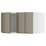 SEKTION Gabinete sup refrig/congelador+2pt, blanco/Voxtorp marrón grisáceo oscuro alto brillo, 36x24x20 "