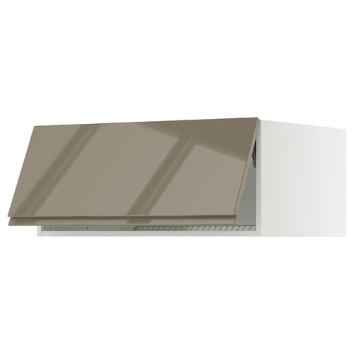 SEKTION Gabinete sup refrig/congelador, blanco/Voxtorp marrón grisáceo oscuro alto brillo, 36x24x15 "