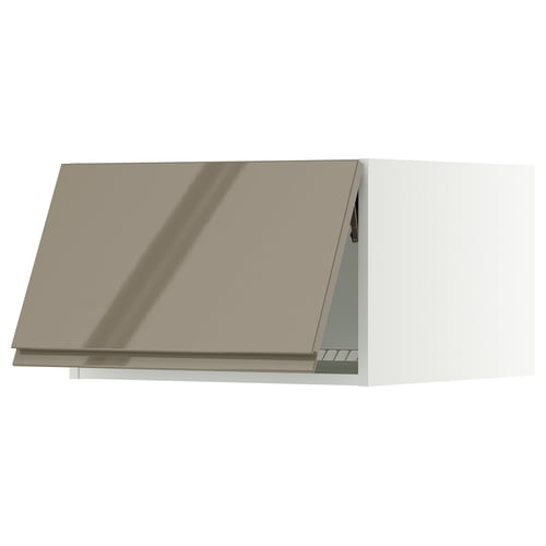 SEKTION Gabinete sup refrig/congelador, blanco/Voxtorp marrón grisáceo oscuro alto brillo, 24x24x15 "