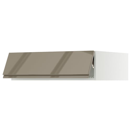 SEKTION Gabinete sup refrig/congelador, blanco/Voxtorp marrón grisáceo oscuro alto brillo, 36x24x10 "