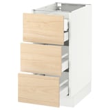 SEKTION Gabnete bajo+3 frentes/4 cajones, blanco Maximera/Askersund efecto de fresno claro, 15x24x30 "