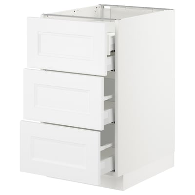SEKTION Gabnete bajo+3 frentes/4 cajones, blanco Maximera/Axstad blanco mate, 18x24x30 "