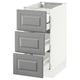 SEKTION Gabnete bajo+3 frentes/4 cajones, blanco Maximera/Bodbyn gris, 15x24x30 "