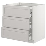 SEKTION Gabnete bajo+3 frentes/4 cajones, blanco Maximera/Lerhyttan gris claro, 30x24x30 "