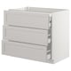 SEKTION Gabnete bajo+3 frentes/4 cajones, blanco Maximera/Lerhyttan gris claro, 36x24x30 "