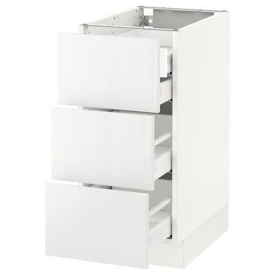 SEKTION Gabnete bajo+3 frentes/4 cajones, blanco Maximera/Ringhult blanco, 15x24x30 "
