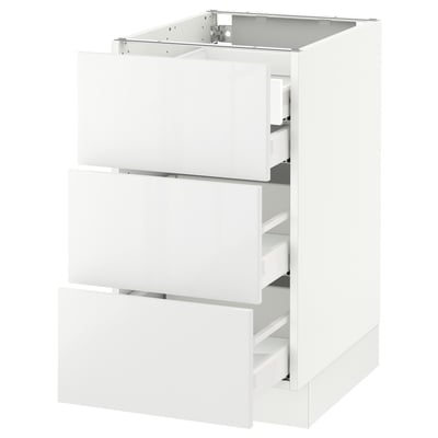 SEKTION Gabnete bajo+3 frentes/4 cajones, blanco Maximera/Ringhult blanco, 18x24x30 "