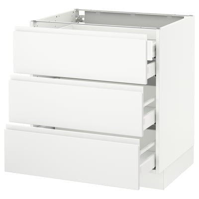 SEKTION Gabnete bajo+3 frentes/4 cajones, blanco Maximera/Voxtorp blanco mate, 30x24x30 "