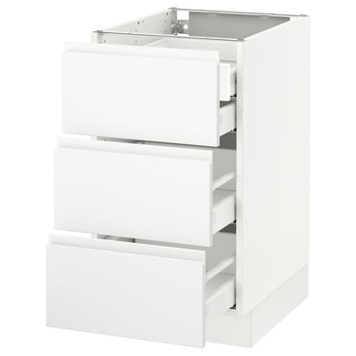 SEKTION Gabnete bajo+3 frentes/4 cajones, blanco Maximera/Voxtorp blanco mate, 18x24x30 "