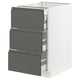 SEKTION Gabnete bajo+3 frentes/4 cajones, blanco Maximera/Voxtorp gris oscuro, 18x24x30 "