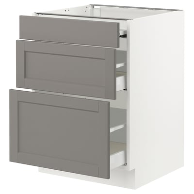 SEKTION / MAXIMERA Gab bajo superficie deslizante/2cj, blanco/Lerhyttan gris claro, 24x24x30 "