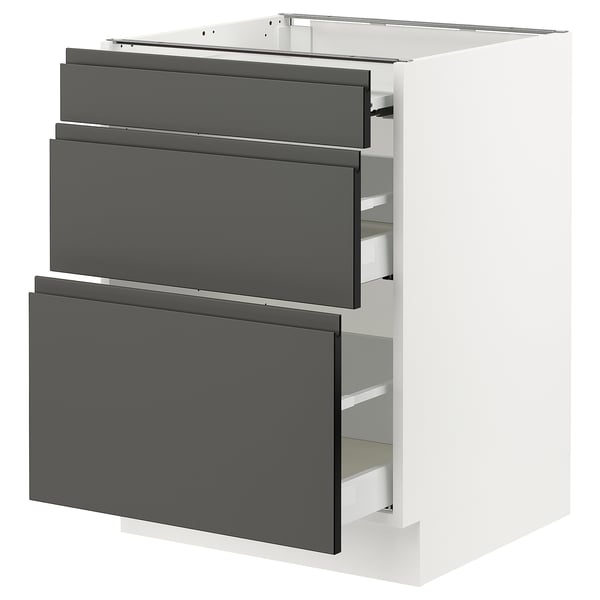 SEKTION / MAXIMERA Gab bajo superficie deslizante/2cj, blanco/Voxtorp gris oscuro, 24x24x30 "