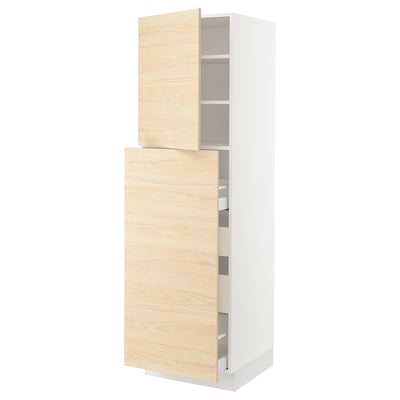 SEKTION / MAXIMERA Gabinete alto+1 pt/4 cjn extraíbles, blanco/Askersund efecto de fresno claro, 24x24x80 "