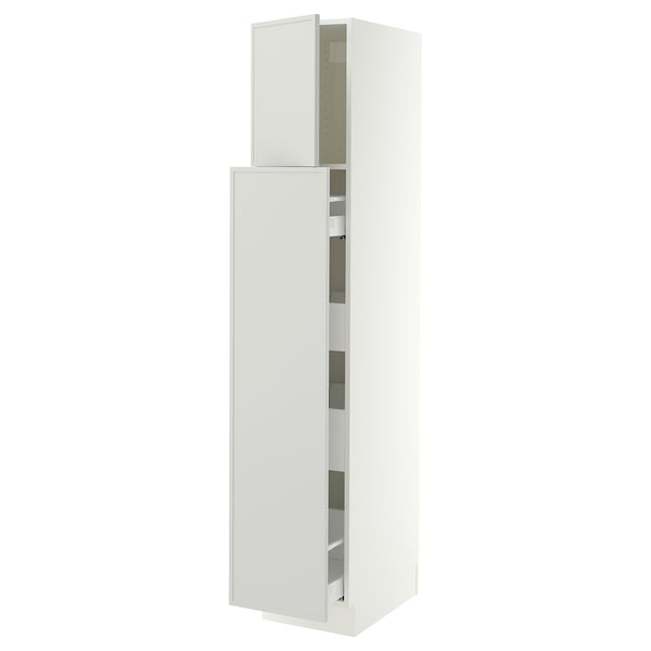 SEKTION / MAXIMERA Gabinete alto+1 pt/4 cjn extraíbles, blanco/Aspudden gris claro, 15x24x80 "
